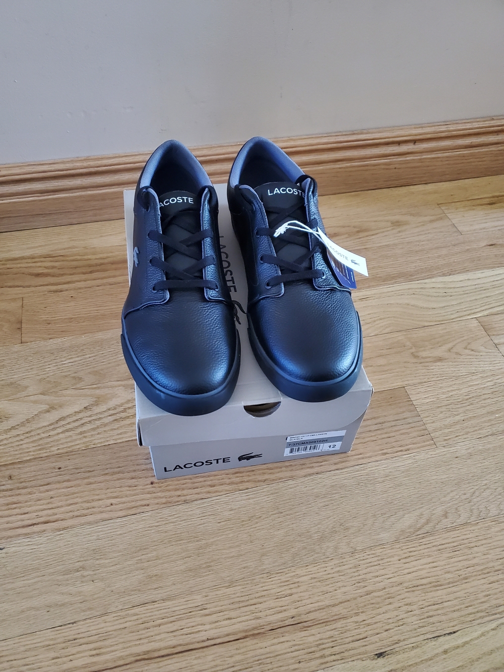New Lacoste Men's Black Leather Low-Top Sneakers
